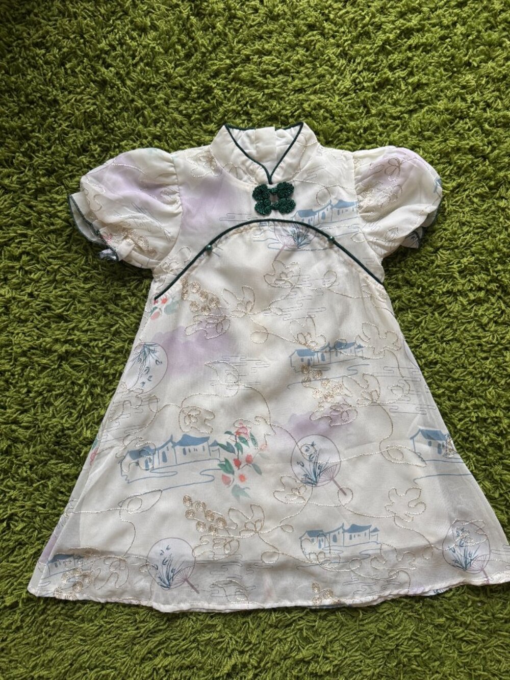 Girls Chinese Style Qipao Dress Floral Embroidered Size 110 4-5Y